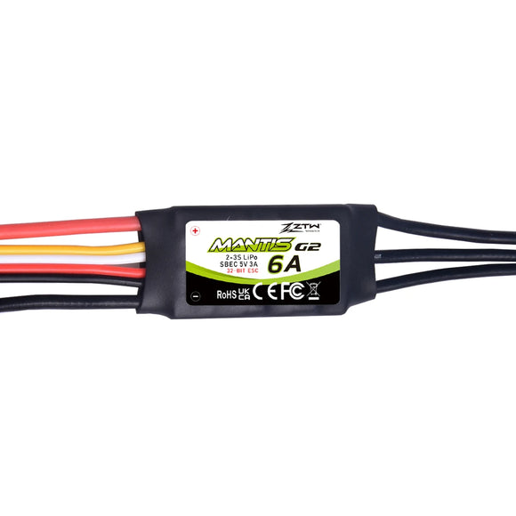 ZTW ZTW Mantis G2 6A ESC 2-3S Built-in Switching BEC 5V/3A Brushless Speed Controller For RC Airplane Aircraft Fixed-wing Drone - ESC at ZoneFPV