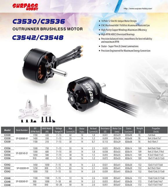 Moteur brushless SURPASS HOBBY 2822 2830 3530 3542 3548 4250 4260 5055 5065 pour avion RC à voilure fixe, drone de course FPV, quadricoptère