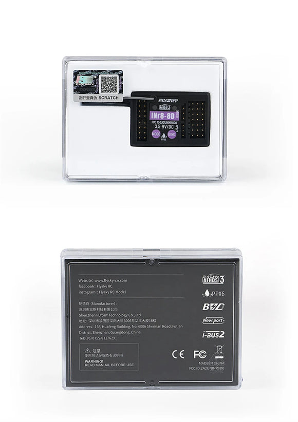Flysky INr8-8D Ricevitore RC impermeabile a 2,4 GHz 8 canali AFHDS 3 con controllo luci integrato, compatibile con NB4 NB4+ NB4PRO NB4 PRO