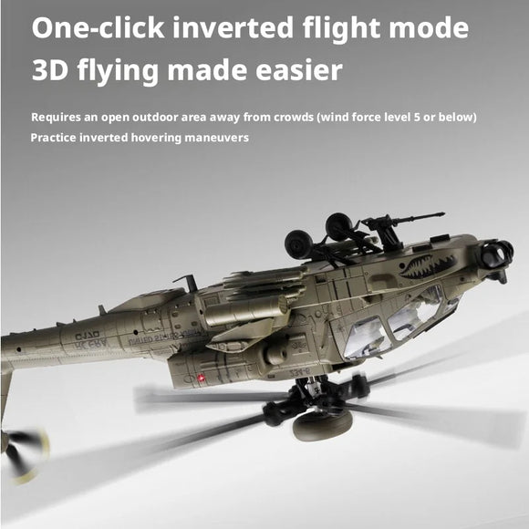 RC ERA C170 AH-64D Apache Military RC Helicopter 1:48 6 Channel No Aileron Single Rotor Altitude Hold Stunt RC Airplane for Adul