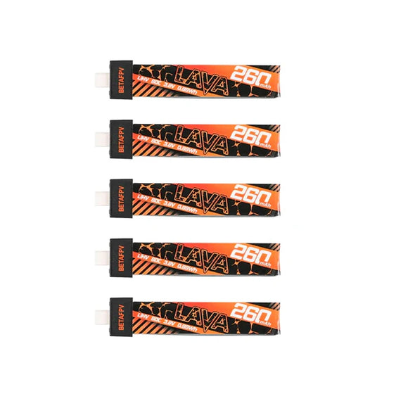 Betafpv LAVA 1S 260mAh 80C Battery (5PCS) 3.8V 0.98Wh for Racing Drones Air65 BT2.0 Connector