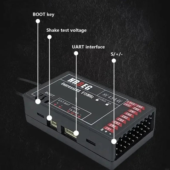 HelloRadio HR8E ELRS 2.4G 9-Channel PWM Power Supply DC 4.5-7.4 V Receiver Dual Antenna Fixed Wing Model RC Boat Universal