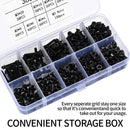 M3 Flat Head Machine Screws and Hex Nuts Kit, 380 Pcs Black Countersunk Head Phillips Screws Bolts Nuts Assortment Kit