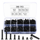 M3 Flat Head Machine Screws and Hex Nuts Kit, 380 Pcs Black Countersunk Head Phillips Screws Bolts Nuts Assortment Kit