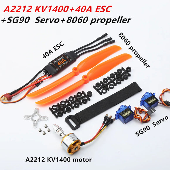 Brushless Brushless Motor A2212 2212 2200KV / 1400KV 40A ESC 6035 / 8060 Propeller SG90 9G Micro Servo for RC Fixed Wing Plane Helicopter - Propellers at ZoneFPV
