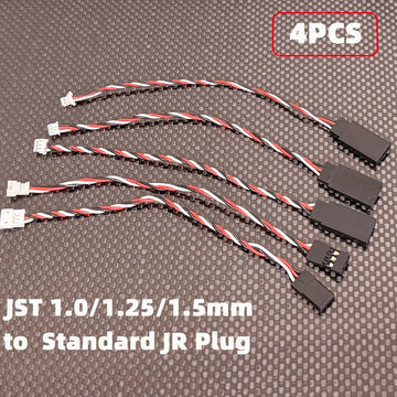 4PCS JST 1.0mm 1.25mm 1.5mm 3Pins Male Female Standard JR Servo Plug Extension Convert Cable for Mini Receiver Servo Wire Plug - 0