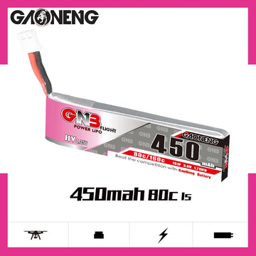 GNB 450mAh 1S 3.8V 80C/160C LiPo Battery and Charger For Racing Drone FPV Beta75S Emax Tinyhawk Quadcopter Helicopter Parts - 0