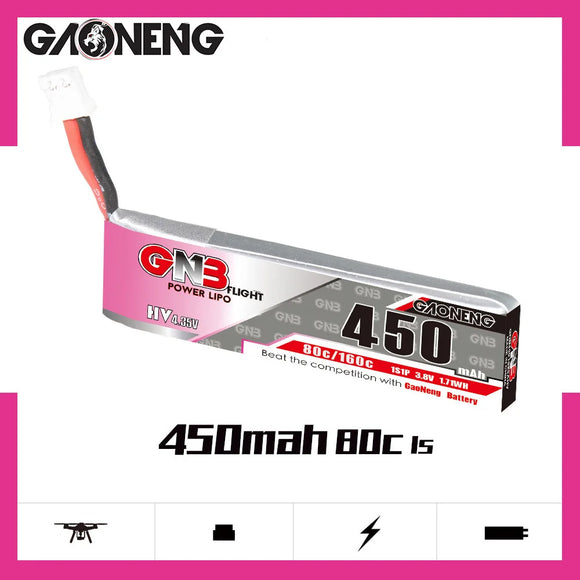 GNB 450mAh 1S 3.8V 80C/160C LiPo Battery and Charger For Racing Drone FPV Beta75S Emax Tinyhawk Quadcopter Helicopter Parts