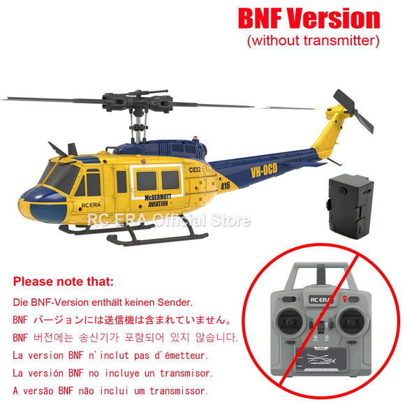 RC ERA C032 UH1 Huey Weathered Marine 6ch RC Helicopter with Optical Flow TOF Auto Stabilized Remote Control Hobby Toys for Boy