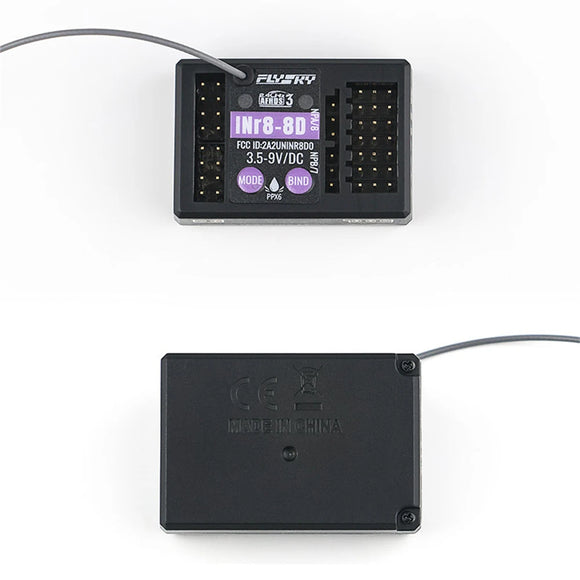 Flysky INr8-8D Ricevitore RC impermeabile a 2,4 GHz 8 canali AFHDS 3 con controllo luci integrato, compatibile con NB4 NB4+ NB4PRO NB4 PRO