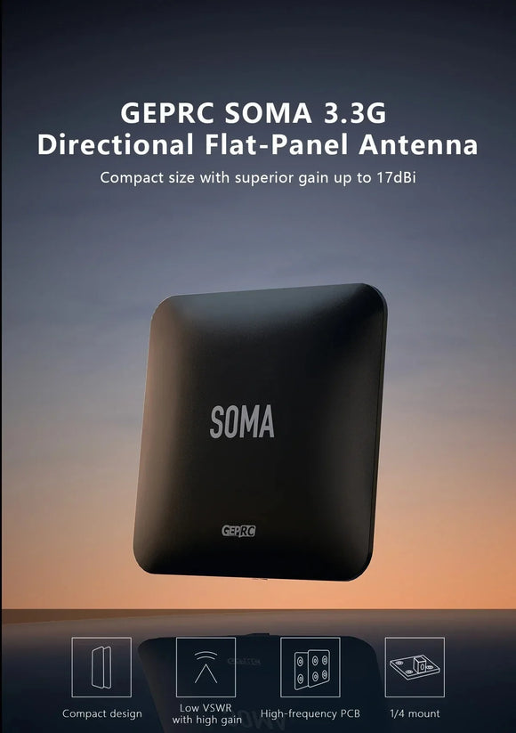 GEPRC SOMA 3.3G Or 5.8G 4.9GHZ-6GHZ Directional Patch Antenna RHCP 17dBi Gain For RC Model / Airplane Parts