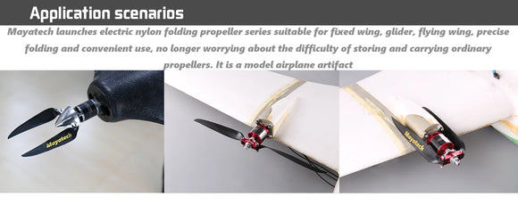 Mayatech 8MM Package for sale model aircraft metal folding propeller + folding nylon propeller fixed wing propeller clamp seat