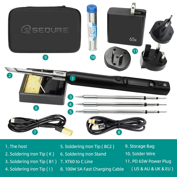 SEQURE S99 Soldering Iron Compatible with JBC245 Tip Support PD|QC|DC|PPS Power Supply for Drone RC Model Welding Repair Tool