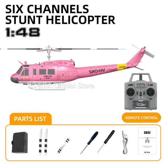 RC ERA C032 UH1 Huey Weathered Marine 6ch RC Helicopter with Optical Flow TOF Auto Stabilized Remote Control Hobby Toys for Boy