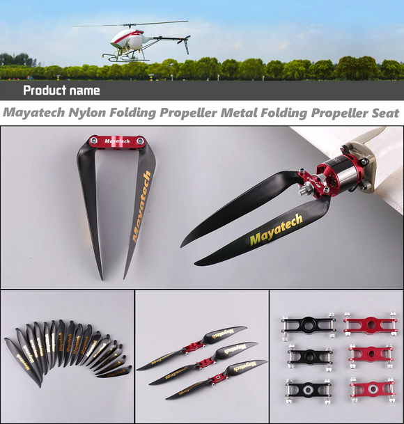 Mayatech 8MM Package for sale model aircraft metal folding propeller + folding nylon propeller fixed wing propeller clamp seat