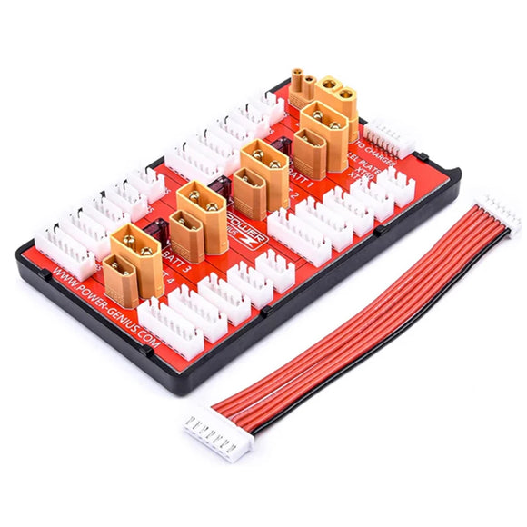 Power-Genius 2 IN 1 PG Parallel Charging Board XT30 XT60 Plug Supports 4 Packs 2-6S Lipo Battery For RC Models Spare Part