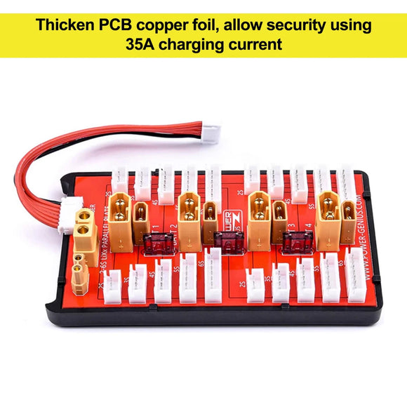 Power-Genius 2 IN 1 PG Parallel Charging Board XT30 XT60 Plug Supports 4 Packs 2-6S Lipo Battery For RC Models Spare Part