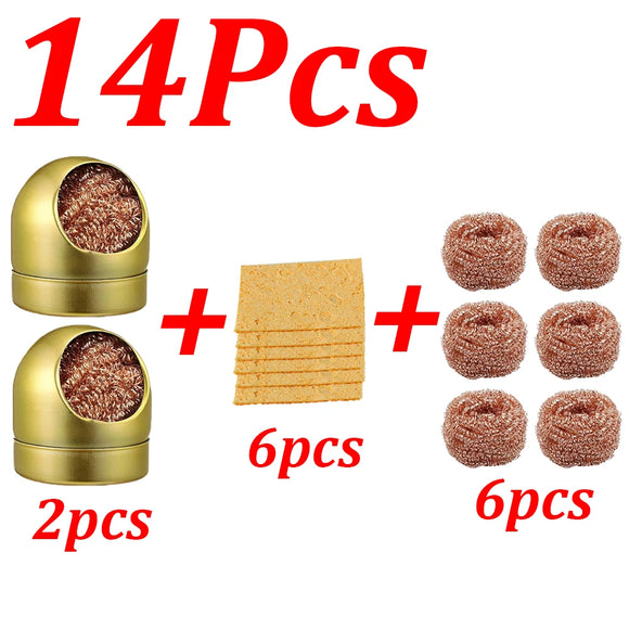 1-14Pcs Soldering Iron Tip Cleaner Desoldering Ball Cleaning Nozzle Tip Clean Brass Wire Sponge Copper Wire Cleaner Ball Tools
