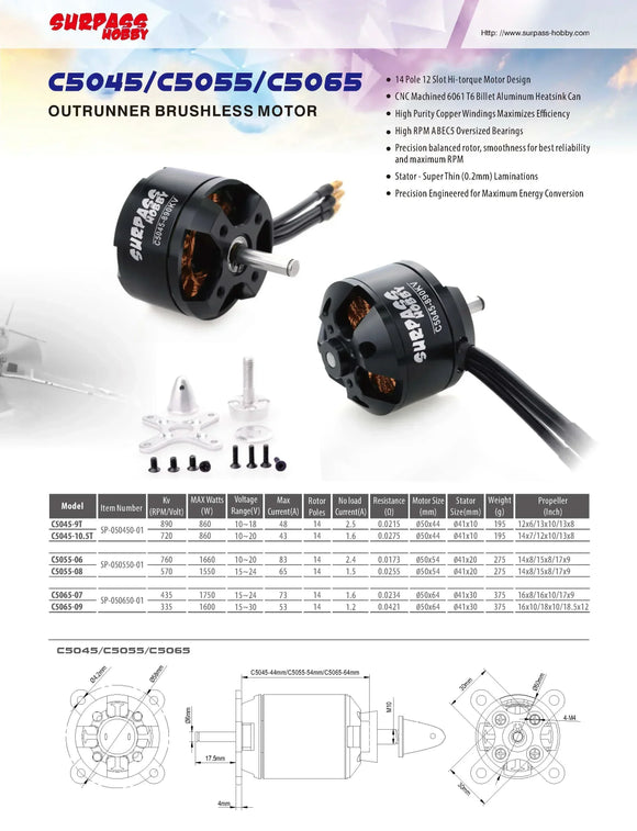 Moteur brushless SURPASS HOBBY 2822 2830 3530 3542 3548 4250 4260 5055 5065 pour avion RC à voilure fixe, drone de course FPV, quadricoptère