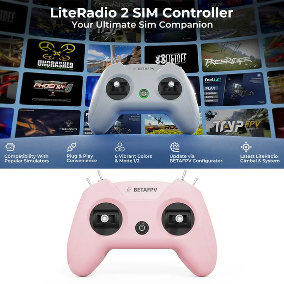 BETAFPV LiteRadio 2 SIM Controller Mode 2 Triple-Mode Simulator Controller 8Channel Type-C Port for DJI /PhoenicRC6 /AeroFlyRC8