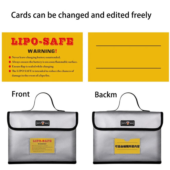 Fireproof/Waterproof Handbag Large Battery Storage Bag Safety Organizer Zipper Money Card Case Travel File Bags