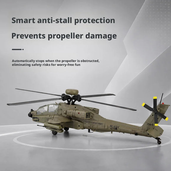 RC ERA C170 AH-64D Apache Military RC Helicopter 1:48 6 Channel No Aileron Single Rotor Altitude Hold Stunt RC Airplane for Adul