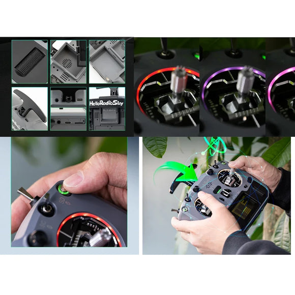 HelloRadio V14 MAX R9 PRO ELRS 2.4GHz Left-Handed Open-Source FPV Drone Transmitter with Metal Gimbals & Multiple Color Choices