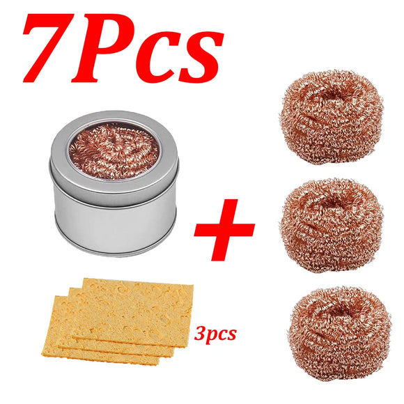 1-14Pcs Soldering Iron Tip Cleaner Desoldering Ball Cleaning Nozzle Tip Clean Brass Wire Sponge Copper Wire Cleaner Ball Tools