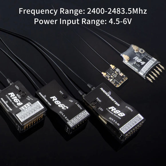 1PCS Radiomaster R84 R86 R86C R88 V2 2.4GHz Receiver 4CH/6CH/8CH D8 D16 SFHSS Compatible PWM SBUS 2.4G RX For RC FPV Drone