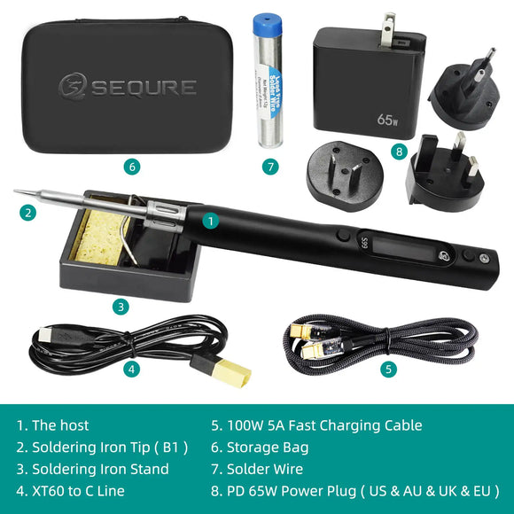 SEQURE S99 Soldering Iron Compatible with JBC245 Tip Support PD|QC|DC|PPS Power Supply for Drone RC Model Welding Repair Tool
