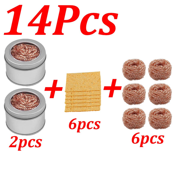 1-14Pcs Soldering Iron Tip Cleaner Desoldering Ball Cleaning Nozzle Tip Clean Brass Wire Sponge Copper Wire Cleaner Ball Tools