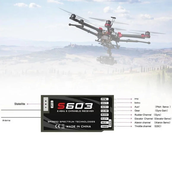 Storm S603 DSM2 DSMX 2.4GHz 6CH RC Receiver for Spektrum NX8 DXe DX6i JR DSX9 Transmitter Drone Car Boat FPV Radio Control Model
