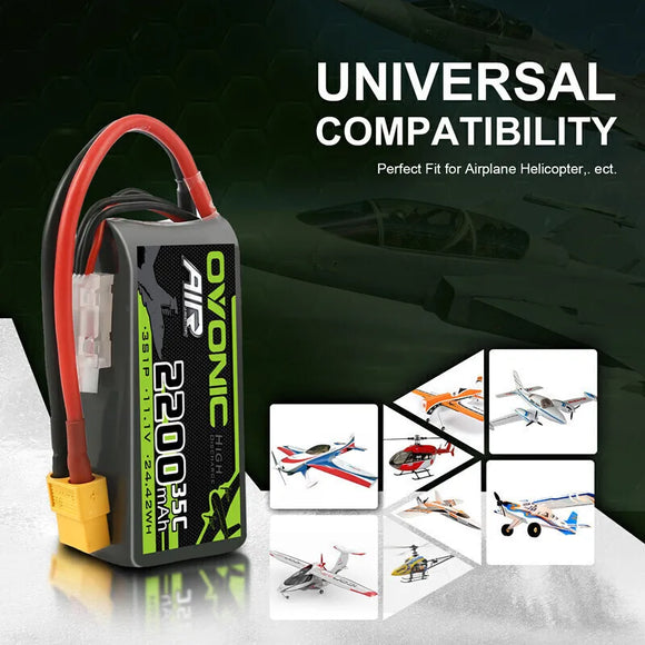 OVONIC 11.1V 35C 2200mAh Lipo Battery For RC Helicopter Quadcopter FPV Racing Drone Parts 3S Battery With XT60 Plug