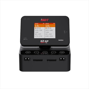 ISDT K2 ZIP AC 200W / DC 500Wx2 Dual Channel Smart Charger with 2.8 Inch IPS LCD Screen for 1~8S LiFe Lilon LiPo 1~7S LiHv ULiHv