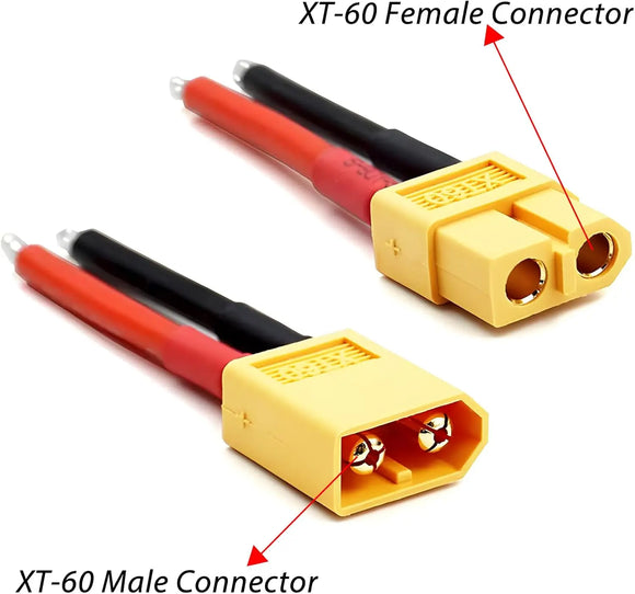 5 Pairs XT60 Plug Connector Female and Male with 14AWG 57MM Silicon Wire for RC Lipo Battery Cable Drone Car Boat
