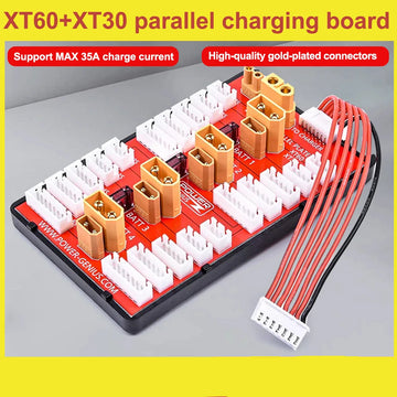 Power-Genius 2 IN 1 PG Parallel Charging Board XT30 XT60 Plug Supports 4 Packs 2-6S Lipo Battery For RC Models Spare Part
