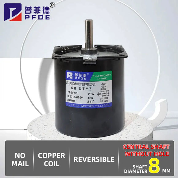68KTYZ 220V/110V Permanentmagnet-Synchronmotor Mittelwelle 8mm Vorwärts-Rückwärtslauf steuerbarer AC-Elektromotor