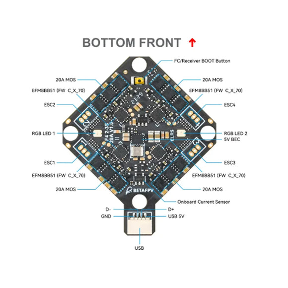 BETAFPV F4 2-3S 20A AIO FC V1 for Pavo Pico Brushless Whoop Quadcopter HX115 SE Toothpick Drones