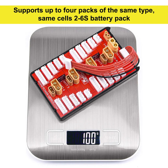 Power-Genius 2 IN 1 PG Parallel Charging Board XT30 XT60 Plug Supports 4 Packs 2-6S Lipo Battery For RC Models Spare Part