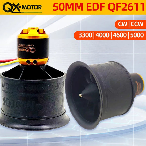 QX-MOTOR QX-MOTOR 50MM EDF QF2611 Brushless Motor 3300/4000/4600/5000KV CW/CCW 12 Blades Ducted Fan For 3-4S Lipo RC Airplane Model - Motors at ZoneFPV