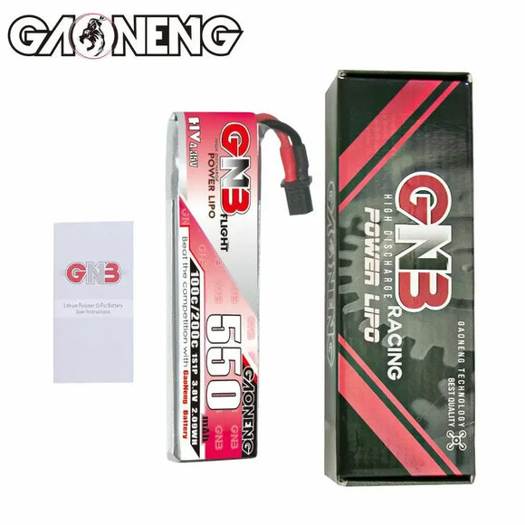 GAONENG GNB 550mAh 1S 3.8V 100C 200C HV Lipo Battery With A30 Connector For RC FPV Drone DIY Plug VS BETAFPV BT2.0 450mAh 1S