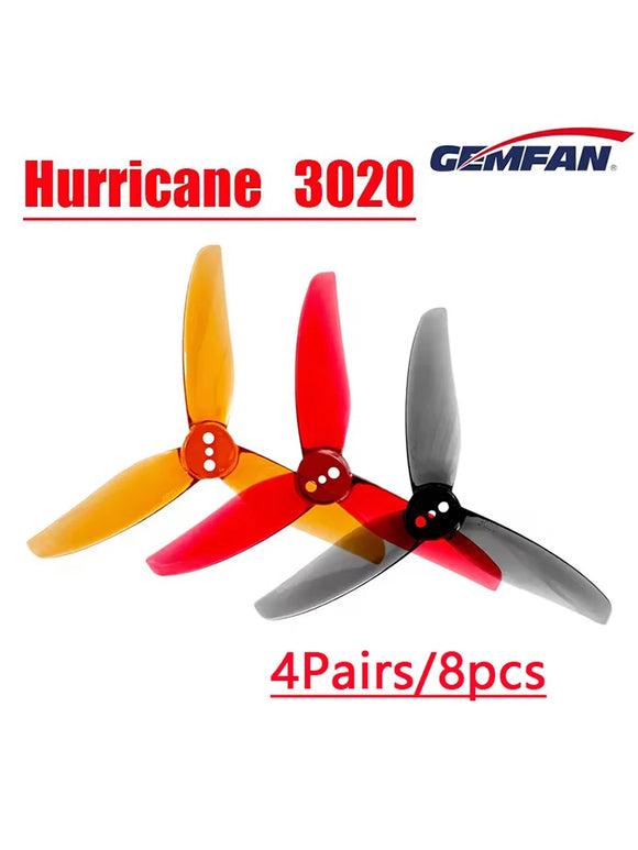 4Pairs Gemfan Hurricane 3020 3-Blade 3 Hole PC Propeller 1.5mm for RC FPV Racing Freestyle 3inch Toothpick Cinewhoop Ducted