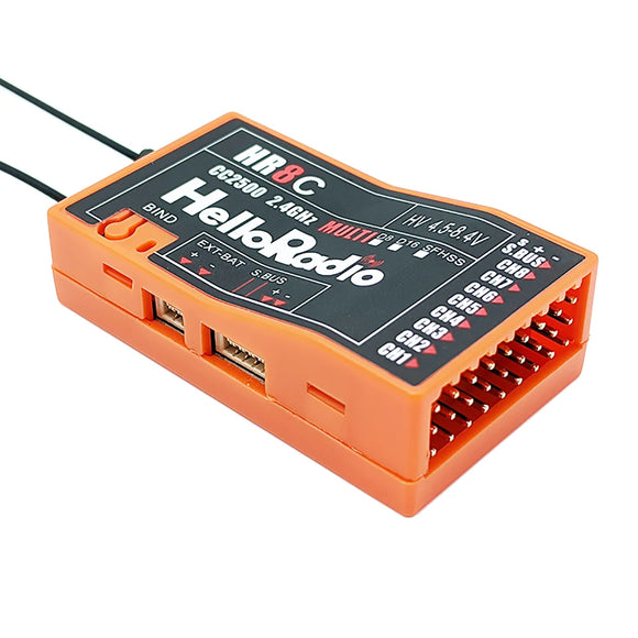 HelloRadio HR8C Receiver Compatible with D8/D16/SFHSS protocol for fixed-wing Airplane Drone Quadcopter