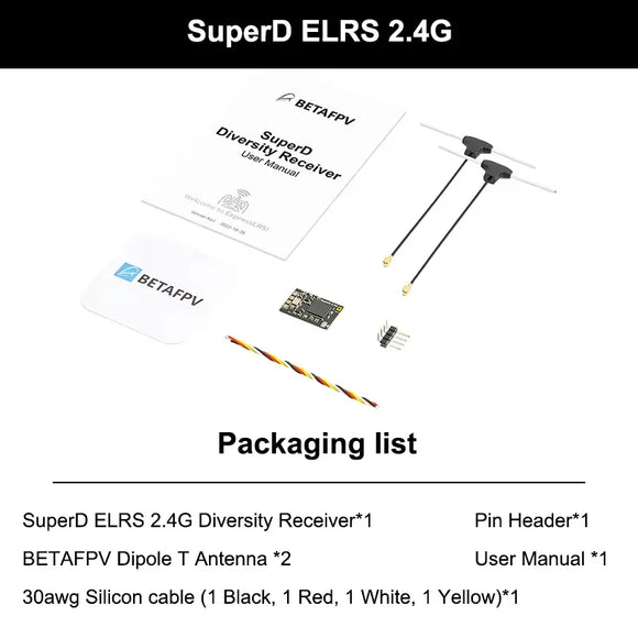 BETAFPV SuperP 14CH/SuperD ELRS 915M/2.4G Diversity Receiver Compatible with RC Model Multi rotor Fixed Wing